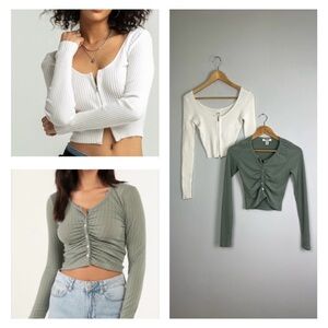 RSQ & Full Tilt Bundle Long Sleeve Sweater T-Shirt Bundle XS/S Cropped Top Basic